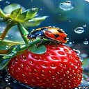 Orange beetle and strawberry wallpaper screen for extension Chrome web store in OffiDocs Chromium